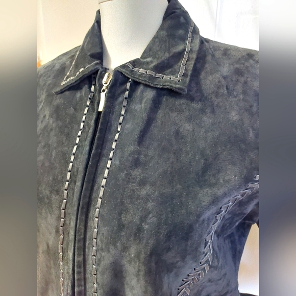 SOLD Black Suede Leather Blazer In Perfect Condition - Medium - Picture 3 of 8